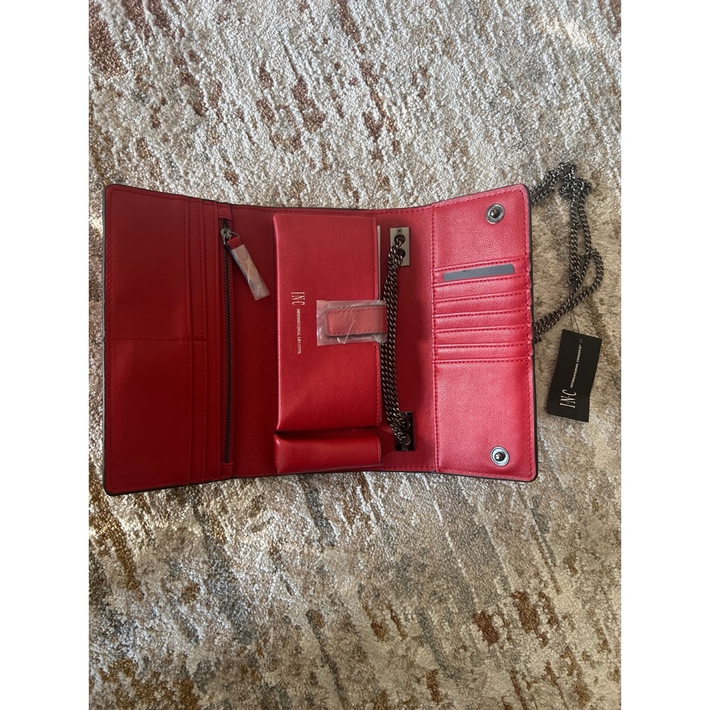 Vibrant Red Clutch with Chain Strap - Picture 2 of 3